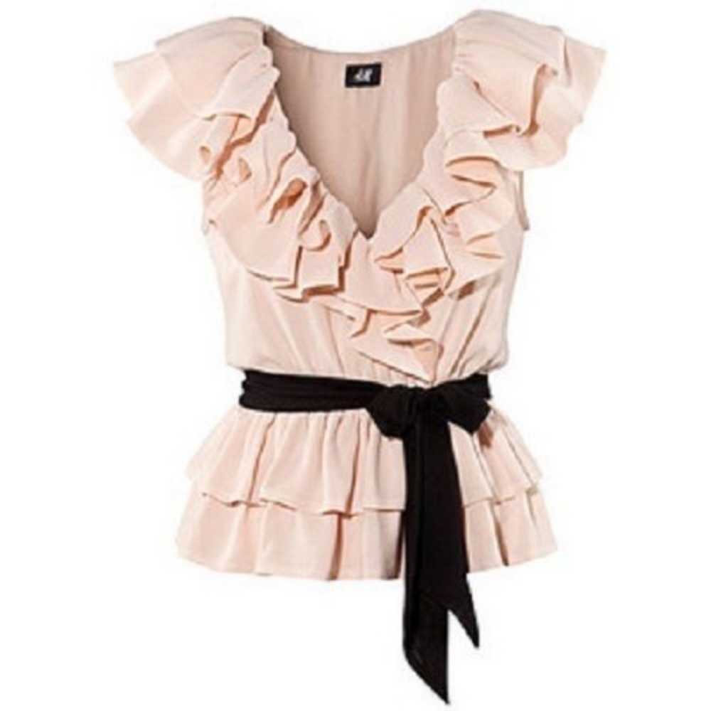 H&M Blush/Peach/Light Pink Ruffle Peplum Top NWOT